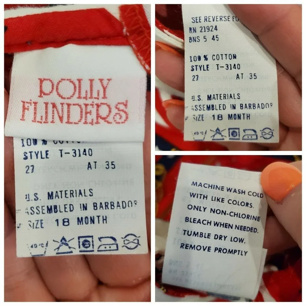 Polly Flinders sailor Dress Sz 18 Months Hat Red Anchor‎ Stars Patriotic